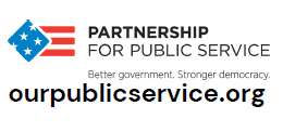 A logo with the text Partnership for Public Service and under that, the text, Better government. Stronger democracy.