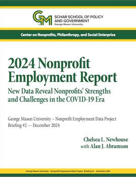 A green and gold book cover describes a new report about nonprofits.